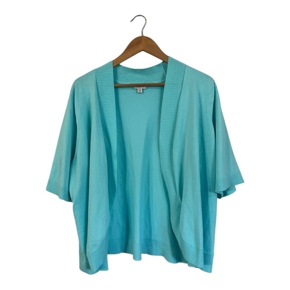 Avenue Plus Size 26/28 Cardigan Open Front Sweater Blue Aqua Cocoon - Picture 1 of 4